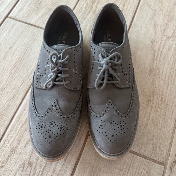 Cole‎ Haan Men’s Go To Wingtip Derby Oxford Dress Shoes Gray Leather Size 8.5 - Picture 2 of 6